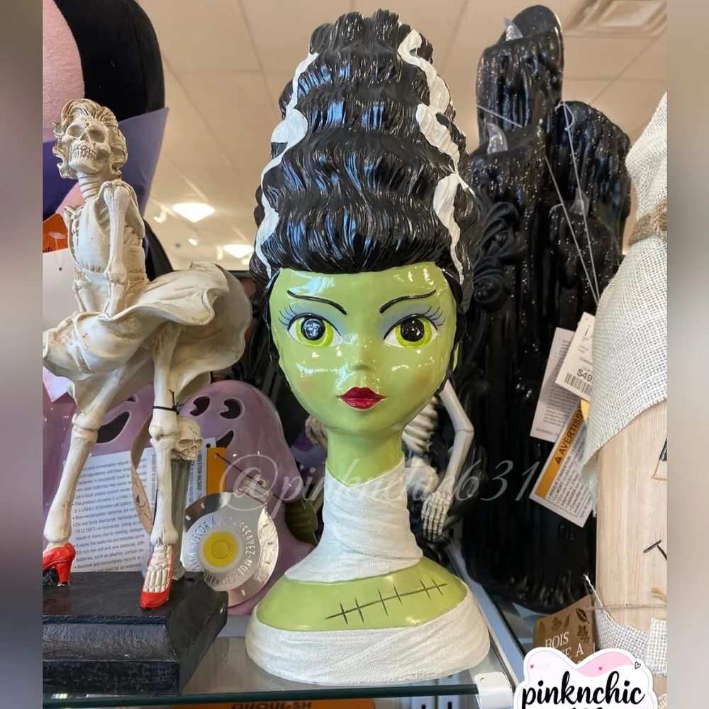 Viral Tiktok Bride Of Frankenstein Head Halloween Bust Figurine Statue